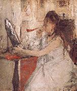 Berthe Morisot Woamn is Making up France oil painting artist